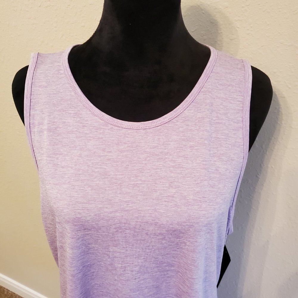 NWT Ideology Women's Heathered Keyhole Back Active Tank Top Purple, Size 2X.